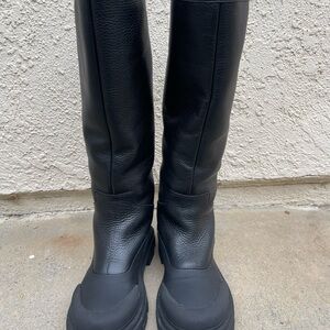 Zara Tall Platform Lug Sole Knee-High Boots Black Leather EU 38 / US 7.5